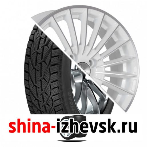 Колесо в сборе Tigar Winter 185/60 R15 T 88 + СКАД Веритас 6xR15 5×100 ET38 DIA57.1 Белый с полированной лицевой частью в Ижевске